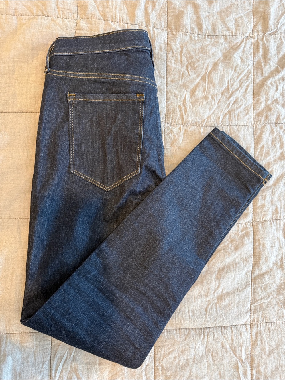 Banana Republic Sculpt Skinny Jeans in Dark Blue with Brown Stitching - Picture 3 of 5